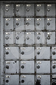Old safety deposit boxes in disuse