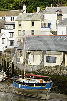 Old sailboat aground, Polperro