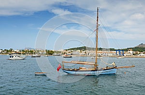 Old sailboat in Majorca bay