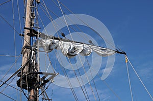 Old sailing boat mast