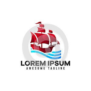 Old sailing ship logo. Vector illustration suitable for transportation, shipping, and marine travel