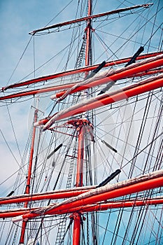 Old sailing ship mast details.