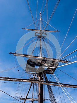 Old Sailing Ship Mast and Rigging