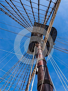 Old Sailing Ship Mast and Rigging