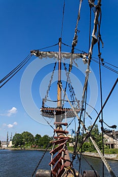 Old sailing ship rigging