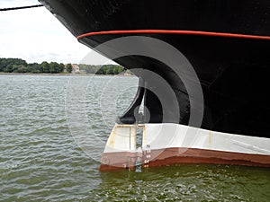 Old sailing ship rudder