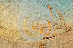 Old sailing ship in sunset light