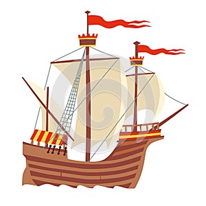 Old sailing ship. Vector graphics