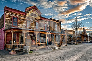 Old Saloon, Wild West Town Building, Cowboy Pub Exterior, Copy Space