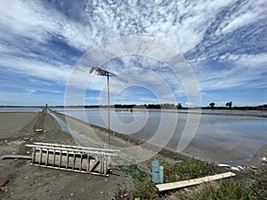 old salt pan with clear sky