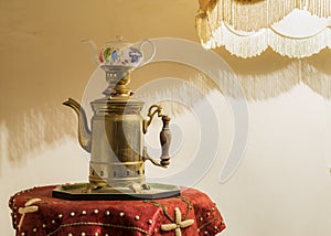 Old samovar and teapot