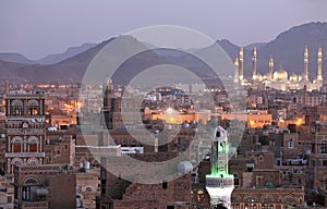 Old Sanaa view and Al Saleh Mosque, Yemen