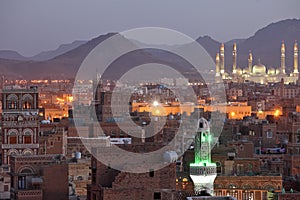 Old Sanaa view and Al Saleh Mosque, Yemen