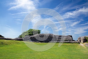 Old Saram With Green Grass And Blue Sky