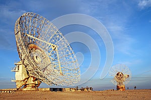 Old Satalite dish in blue sky