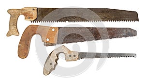 Old saws isolated on white