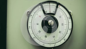 Old scale dial meter rotation from zero to ten round