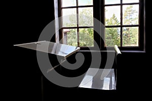 Old school bench by the window