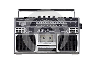 old school boom box ghettoblaster isolated on white background
