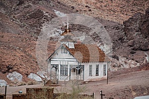 Old School Building in Calico ghost town, USA