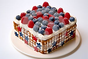 Old school cake, Lambeth style, with red, white and blue patriotic decor, AI generative dessert