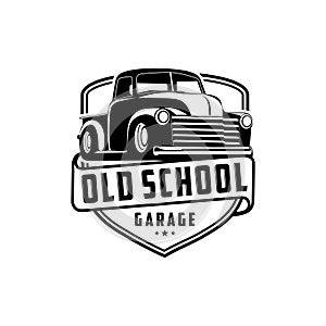 Old school garage truck logo vector