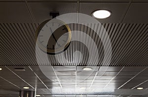 Old school style clock airport and train station ceiling clock