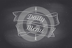 Old school vintage ribbon with text Daily menu