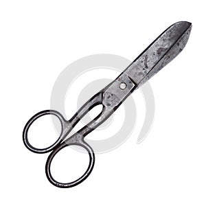 Old scissors isolated