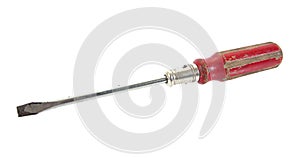 Old screwdriver isolated on white background. Old screw driver
