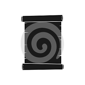 Old scroll paper icon isolated on white background. Retro sheet icon, illustration of ancient parchment.