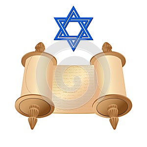 Old scroll with star of David photo