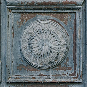 Old Scuffed Rosace With Cracked Paint