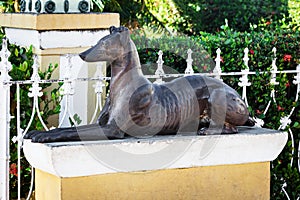 Old sculpture of a dog
