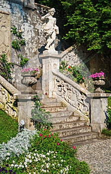 The old sculpture in Villa Cipressi\'s garden, Varenna, Italy.