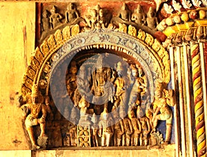 Old sculptures in ministry hall- dharbar hall- of the thanjavur maratha palace