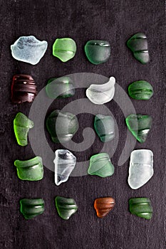 Old sea glass bottlenecks