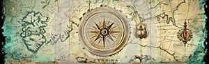 Old sea paper compass background.