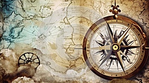 Old sea paper compass background.