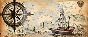 Old sea paper compass background.