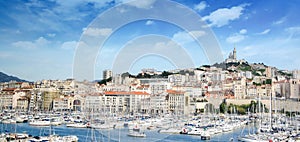 The old sea port, view of the historic harbor Vieux Port of Marseille,South France