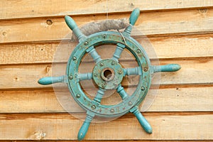 Old sea steering wheel