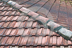 Old seamless orange roof tile texture background