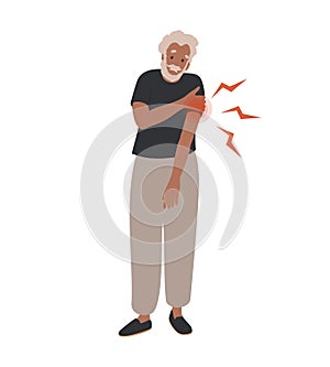 Old, Senior Black Man suffering from arm pain