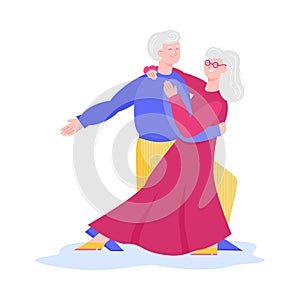 Old senior couple dancing a slow dance isolated on white background