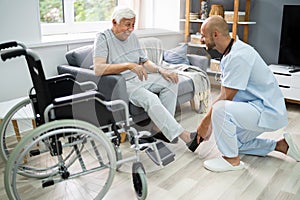 Old Senior Home Care Patient With Nurse