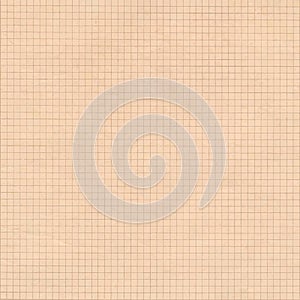 Old sepia graph paper square grid background.