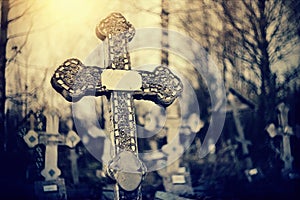 Old sepulchral cross at the cemetery