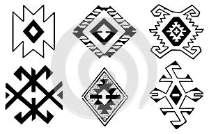 Old Serbian tattoo. Set of labels and elements. Vector set illustration template photo