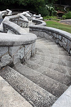 An old serpentine stone staircase in the garden